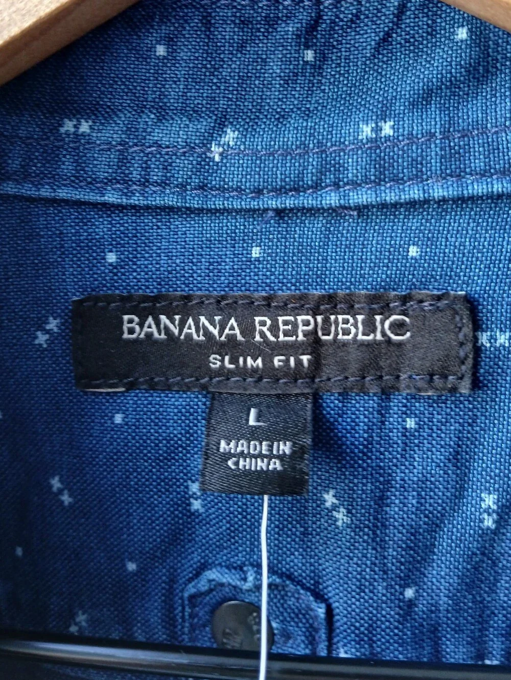 Banana Republic Snap Front Shirt Indigo Men's Large NWT